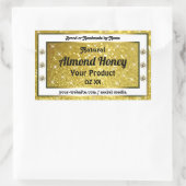 金ゴールドグリッタースターズスパークルダイヤモンド製品ラベル 長方形シール (バッグ)