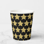 金ゴールドグリッタースターズブラック 紙コップ (正面)