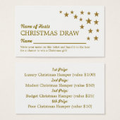 金ゴールドグリッタースターズ、クリスマスパーティーラッフルチケット (正面&裏面)