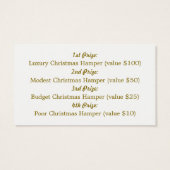 金ゴールドグリッタースターズ、クリスマスパーティーラッフルチケット (裏面)