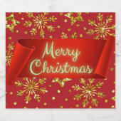 金ゴールドグリッタースターズ&スノーフレーク ビールラベル (シングルラベル)