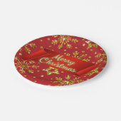 金ゴールドグリッタースターズ&スノーフレーク ペーパープレート (アングル)