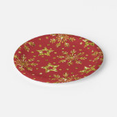 金ゴールドグリッタースターズ&スノーフレーク ペーパープレート (アングル)