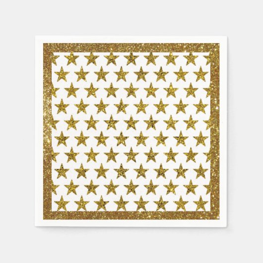 金ゴールドグリッタースターナプキン スタンダードカクテルナプキン (正面)