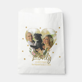 金ゴールドグリッタースターハートフォトラブリークリスマス フェイバーバッグ