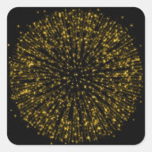 金ゴールドグリッタースターバスト日が差すこと花火 スクエアシール (正面)