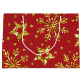 金ゴールドグリッタースター&スノーフレーク ラージペーパーバッグ (正面)