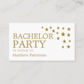 金ゴールドグリッタースター、バチュラーパーティチケット招待状 名刺 (正面)