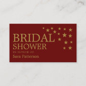 金ゴールドグリッタースター、ブライダルシャワーチケット招待状 名刺 (正面)