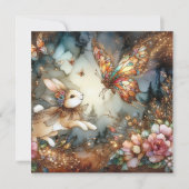 金ゴールドグリッターステンドグラスバニーバタフライイースター シーズンカード (正面)