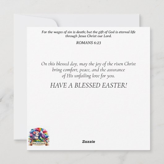 金ゴールドグリッターステンドグラスバニーバタフライイースター シーズンカード (裏面)