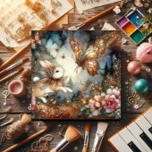 金ゴールドグリッターステンドグラスバニーバタフライイースター シーズンカード