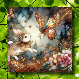 金ゴールドグリッターステンドグラスバニーバタフライイースター シーズンカード