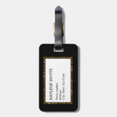 金ゴールドグリッターストライプとブラックラゲージタグ ラゲッジタグ (裏面縦)