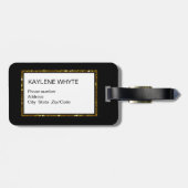 金ゴールドグリッターストライプとブラックラゲージタグ ラゲッジタグ (裏面横)