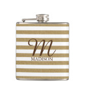 金ゴールドグリッターストライプのフラスコ及びモノグラム フラスク (正面)