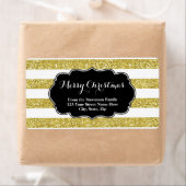 金ゴールドグリッターストライプクリスマス住所 シール (インサイチュ)
