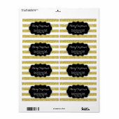 金ゴールドグリッターストライプクリスマス住所 シール (フルシート)