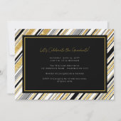 金ゴールドグリッターストライプシック写真卒業パーティー 招待状 (裏面)