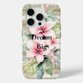 金ゴールドグリッターストライプピンクハイビスカスフラワー Case-Mate iPhoneケース (裏面)