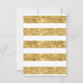 金ゴールドグリッターストライプピンクフローラウェディングRSVP 出欠カード (裏面)