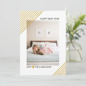 金ゴールドグリッターストライプ新年のトレンディー写真 シーズンカード (スタンド正面)