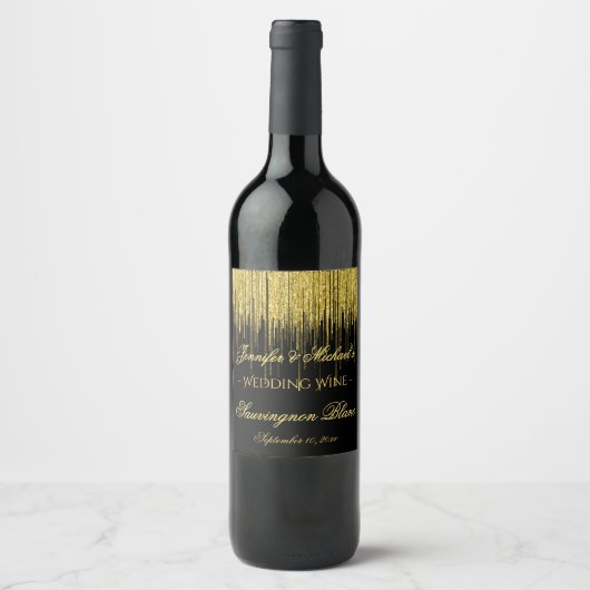 金ゴールドグリッターストリームワインラベル ワインラベル (正面)