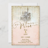 金ゴールドグリッターストーリーブックキャッスルシニアプロム2018 招待状 (正面)