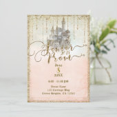 金ゴールドグリッターストーリーブックキャッスルシニアプロム2018 招待状 (スタンド正面)