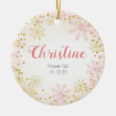 金ゴールドグリッタースノーフレークガール セラミックオーナメント (正面)