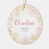 金ゴールドグリッタースノーフレークガール セラミックオーナメント (左)