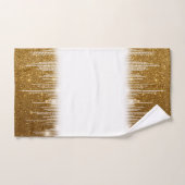 金ゴールドグリッタースノーフレークスオンホワイト バスタオルセット (ハンドタオル)