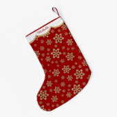 金ゴールドグリッタースノーフレークパーソナライズされた スモールクリスマスストッキング (裏面 (吊り時))