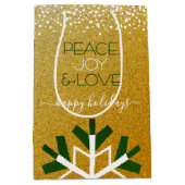 金ゴールドグリッタースノーフレークピースジョーラブタイポグラフィ ミディアムペーパーバッグ (正面)