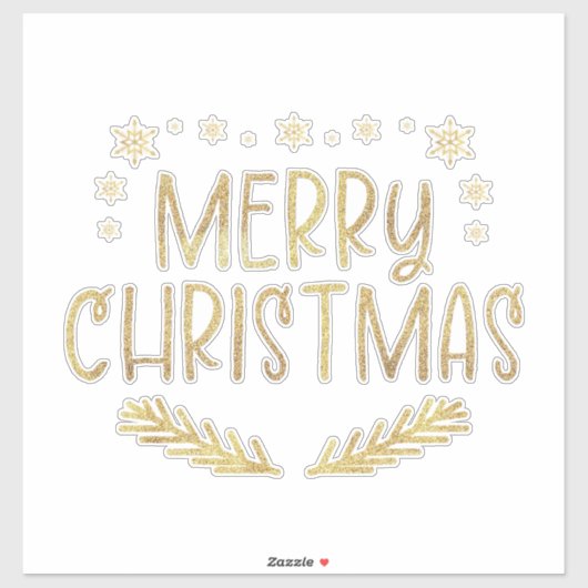 金ゴールドグリッタースノーフレークメリークリスマスツリー葉 シール (シート)