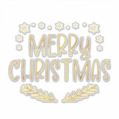 金ゴールドグリッタースノーフレークメリークリスマスツリー葉 シール (正面)