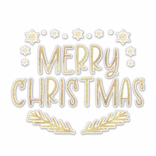 金ゴールドグリッタースノーフレークメリークリスマスツリー葉 シール (正面)