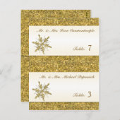金ゴールドグリッタースノーフレーク事前印刷プレイスカード ポストカード (正面/裏面)