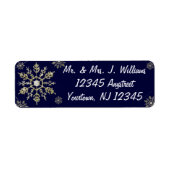 金ゴールドグリッタースノーフレーク差出人住所ラベル ラベル (正面)