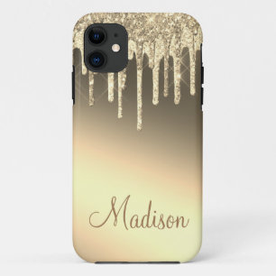 金ゴールドグリッタースパーきらきら光るクルグラムシックネーム iPhone 11 ケース
