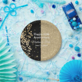 金ゴールドグリッタースパークエレガントルズブラック書道 ペーパープレート (パーティー)