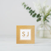 金ゴールドグリッタースパークリモダンーインテリア設計者 スクエア名刺 (スタンド正面)