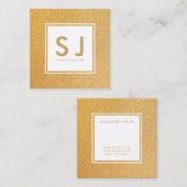 金ゴールドグリッタースパークリモダンーインテリア設計者 スクエア名刺 (正面/裏面)