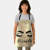 金ゴールドグリッタースパークルまつげモノグラム名 エプロン (インサイチュ)