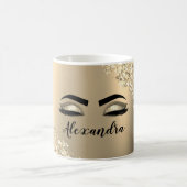 金ゴールドグリッタースパークルまつげモノグラム名 コーヒーマグカップ (中央)