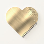 金ゴールドグリッタースパークルまつげモノグラム名 ノートブック (裏面)