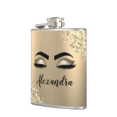 金ゴールドグリッタースパークルまつげモノグラム名 フラスク (左)