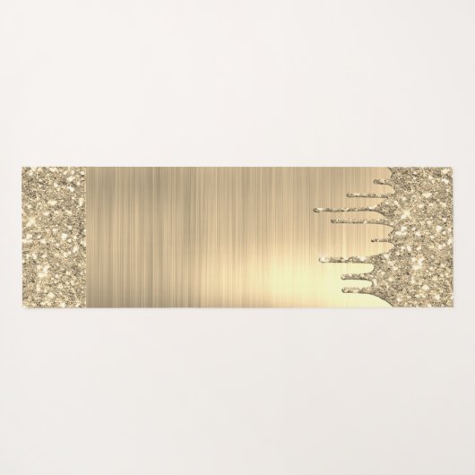 金ゴールドグリッタースパークルまつげモノグラム名 ヨガマット (裏面(横))