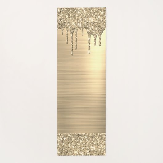 金ゴールドグリッタースパークルまつげモノグラム名 ヨガマット (裏面)