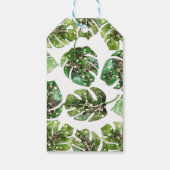 金ゴールドグリッタースパークルグラムトロピカル葉の支持 ギフトタグ (裏面)